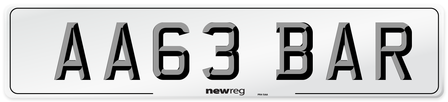 AA63 BAR Number Plate from New Reg